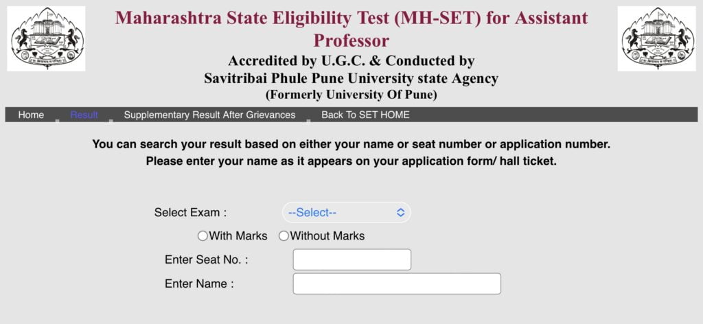 Maharashtra SET Result