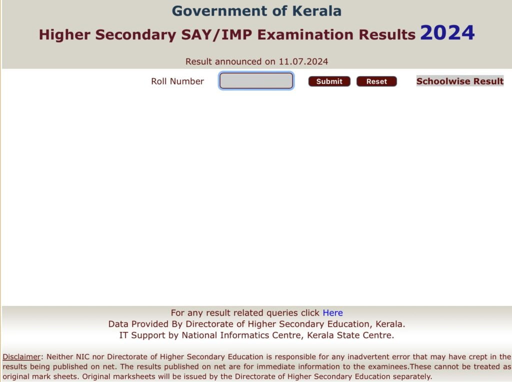 Kerala Plus Two SAY Exam Result
