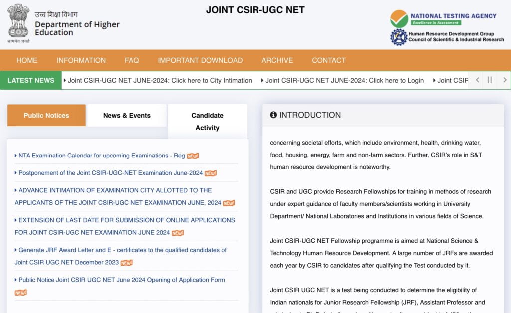 CSIR NET Exam Date