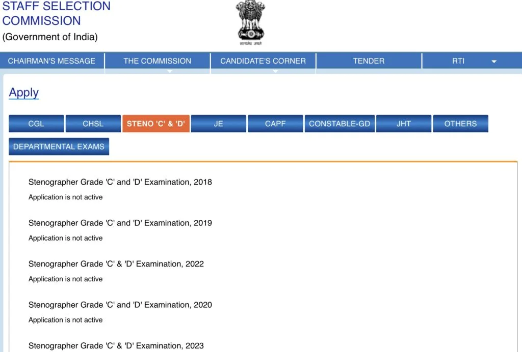 SSC Stenographer Grade C & D Exam Apply Online