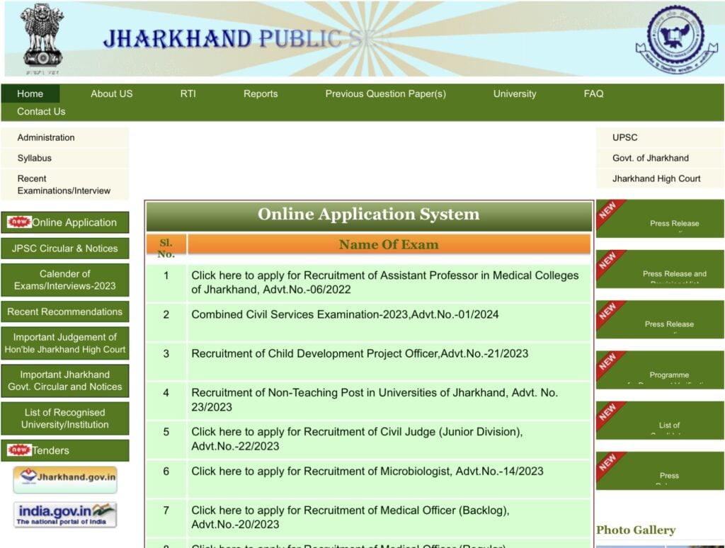 JPSC ACF & FRO Exam Registration