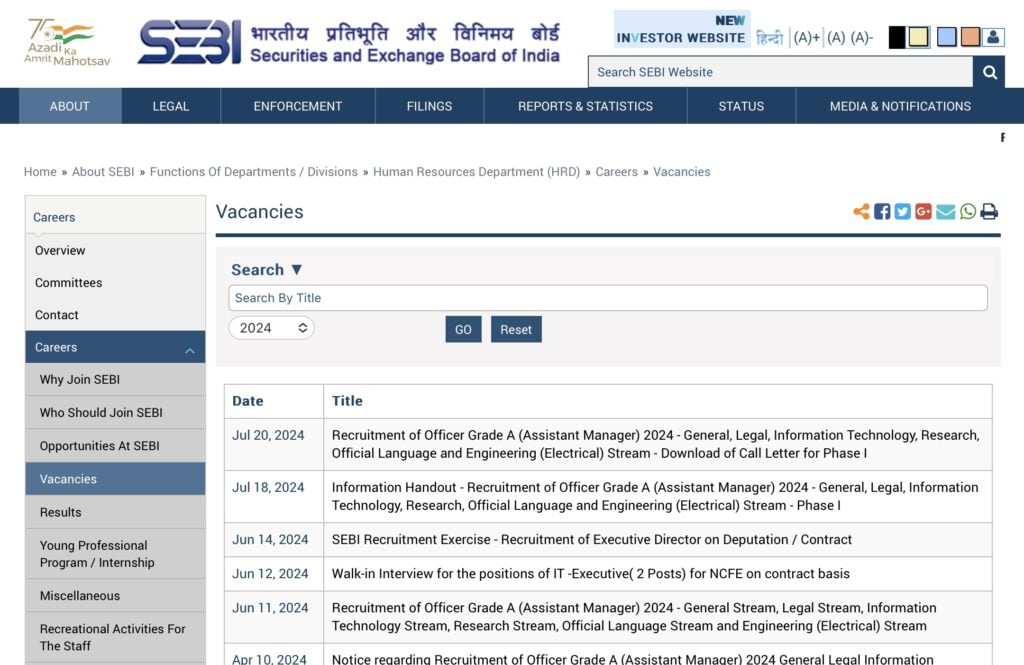 SEBI Grade A Result