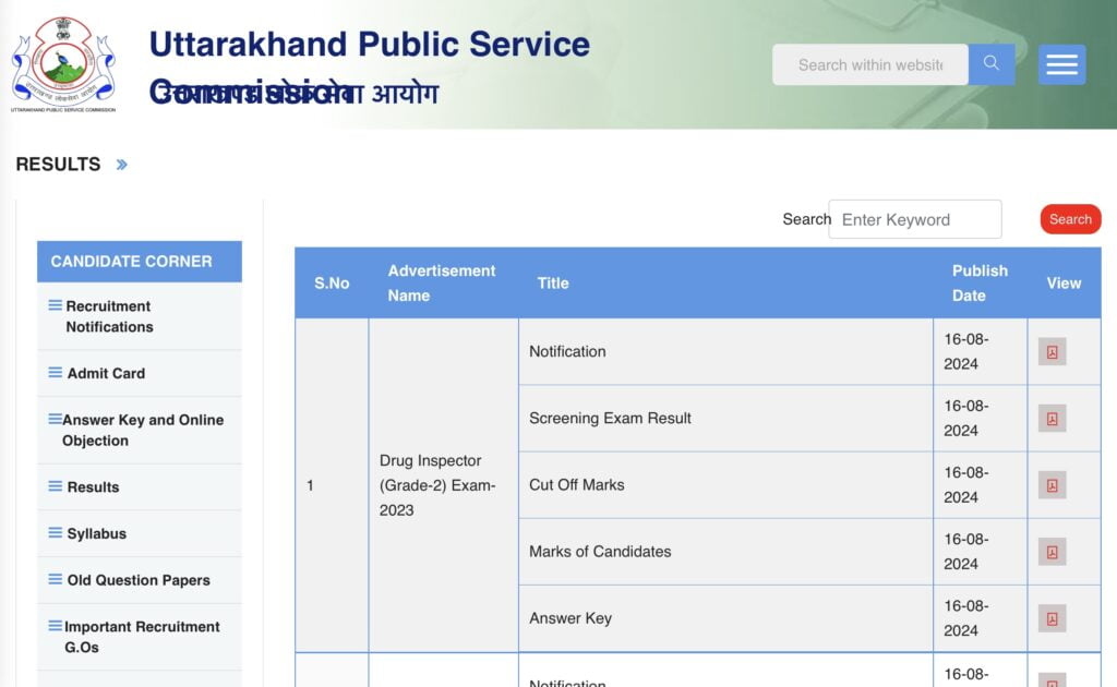 UKPSC Prelims Result