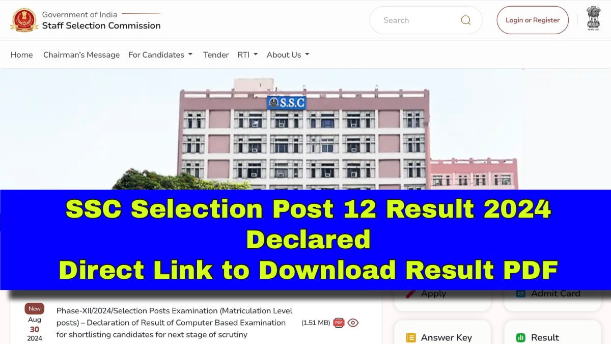 SSC Selection Post 12 Result