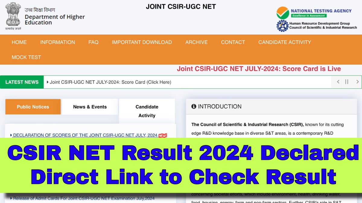 CSIR NET Result