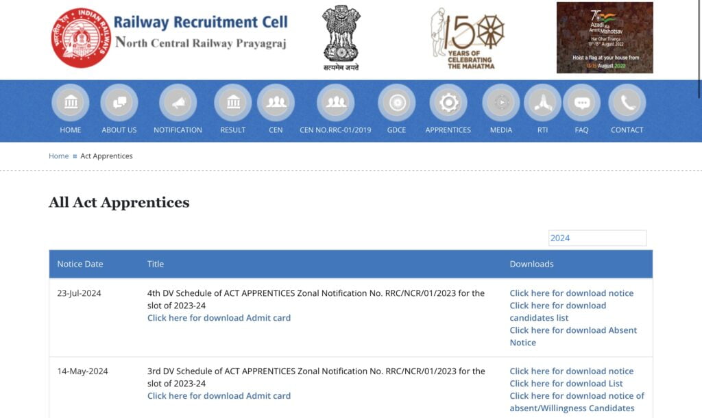RRC NCR Apprentice Exam