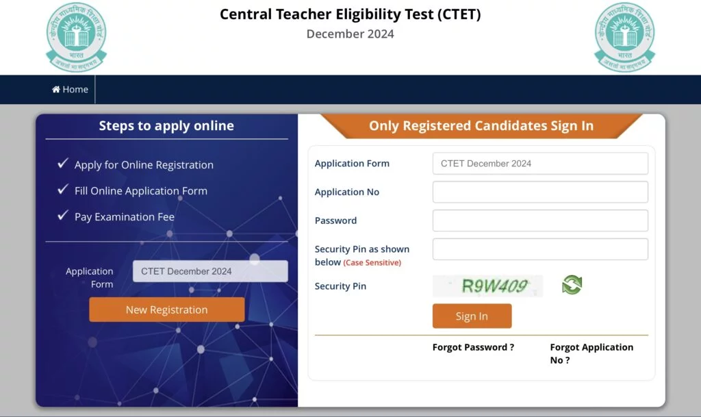 CTET December Exam Apply Online 