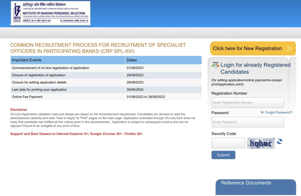 IBPS SO Exam Online Registration