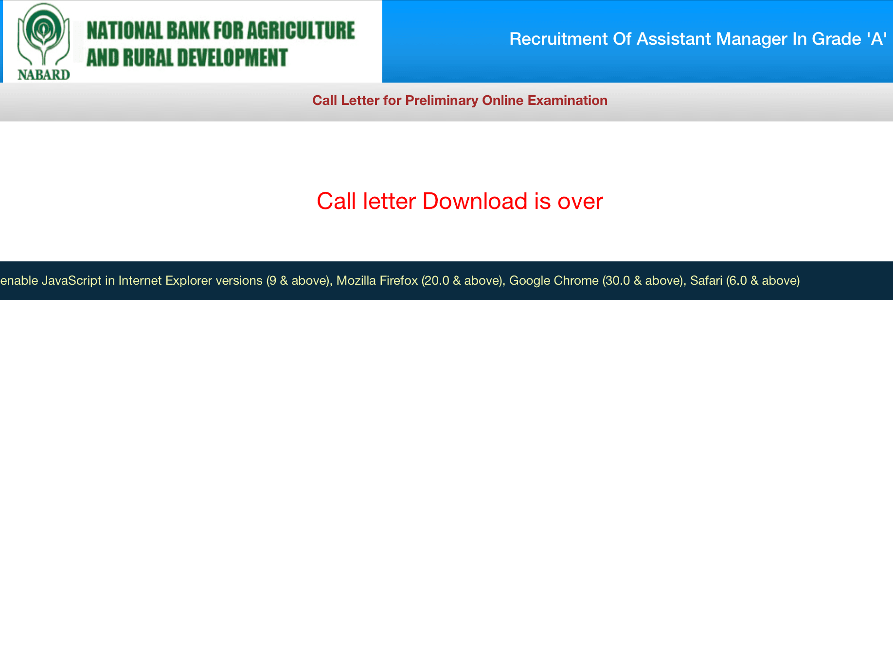 NABARD Office Attendant Exam Admit Card