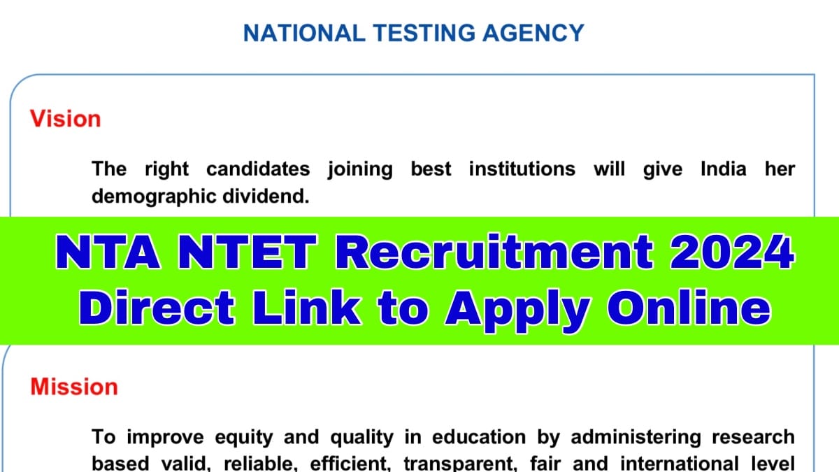 NTA NTET Recruitment