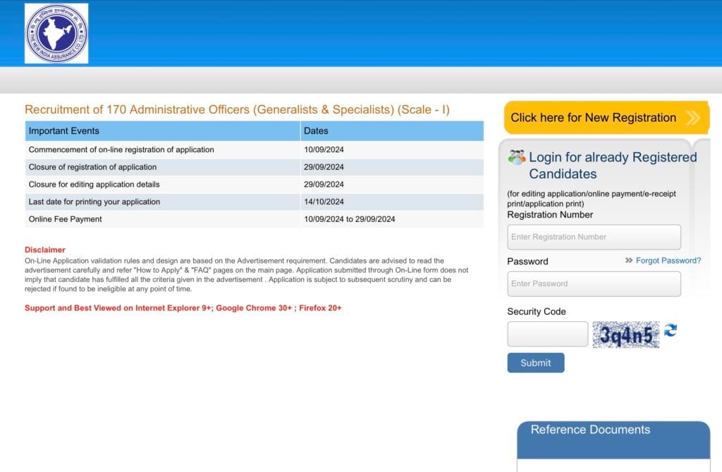 NIACL AO Apply Online
