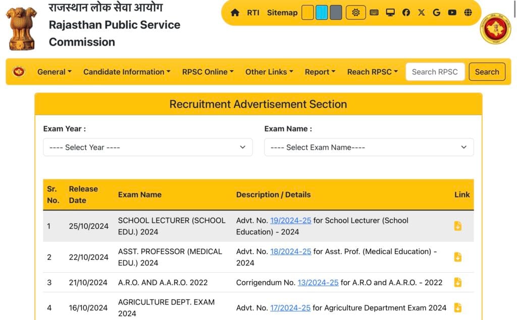 RPSC PGT Teacher Recruitment Apply Online