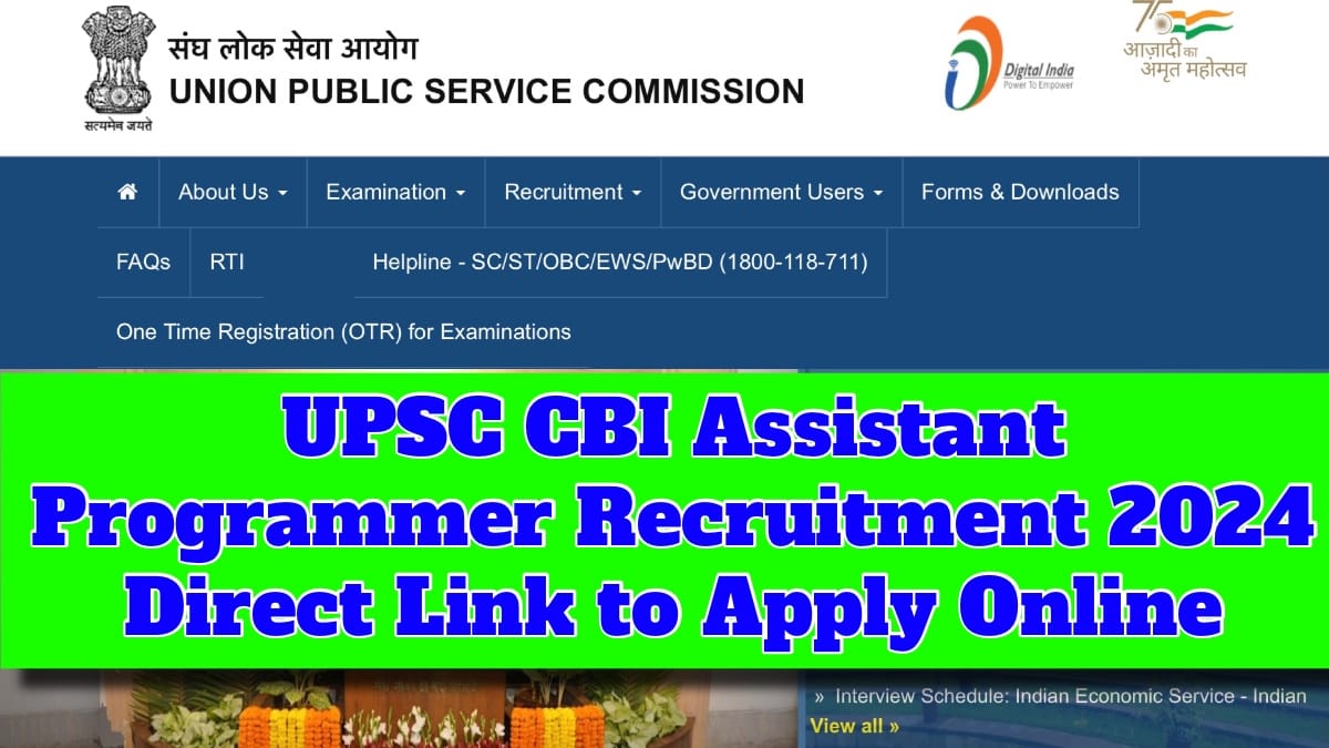 UPSC CBI Assistant Programmer Recruitment