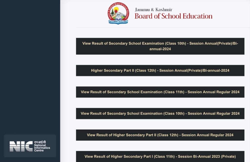 JKBOSE Class 11th Result