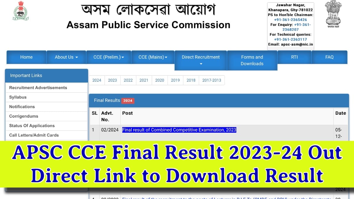 APSC CCE Final Result