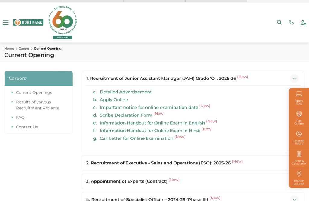 IDBI JAM Admit Card