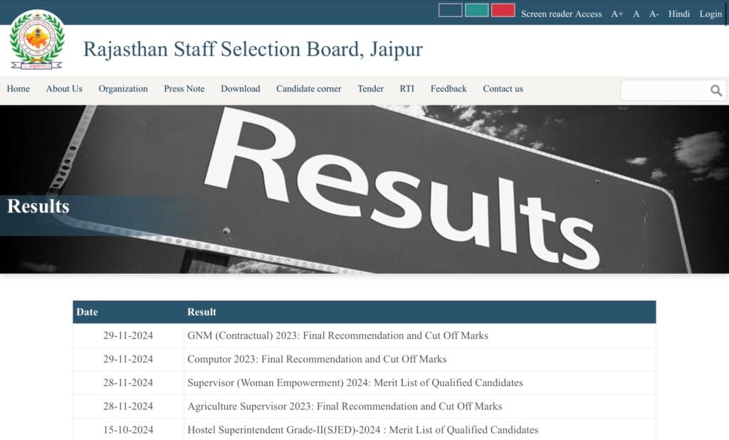 RSMSSB Junior Accountant Result
