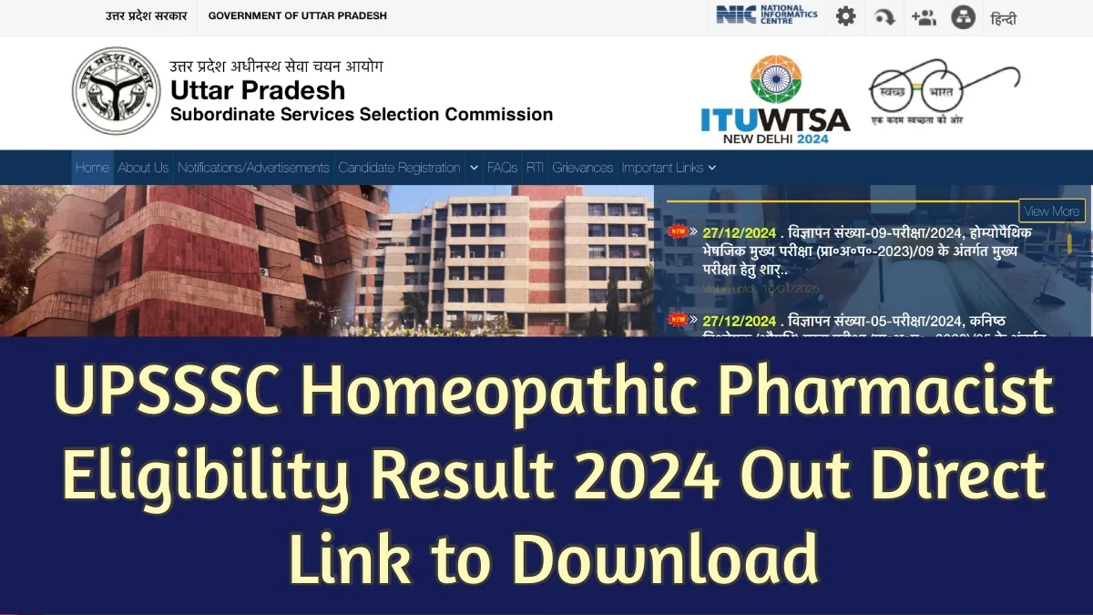 UPSSSC Homeopathic Pharmacist Eligibility Result