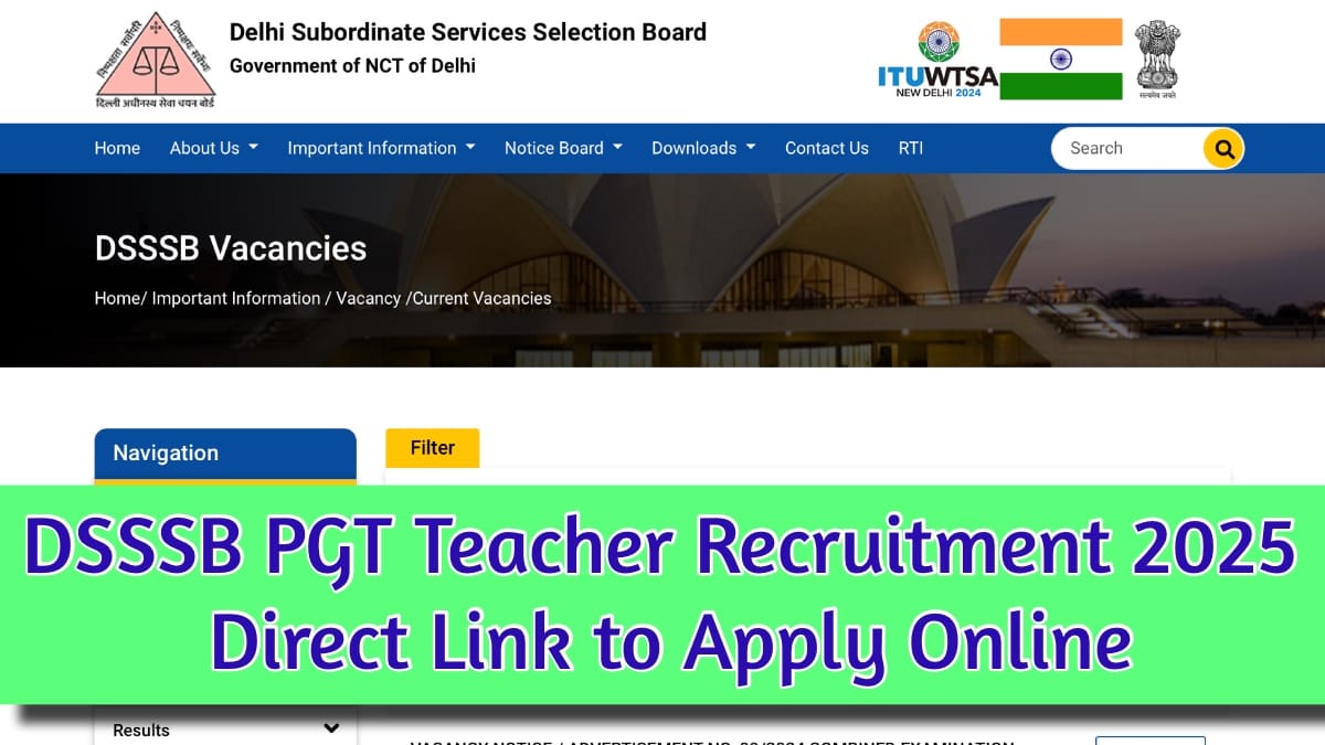 DSSSB PGT Teacher Recruitment