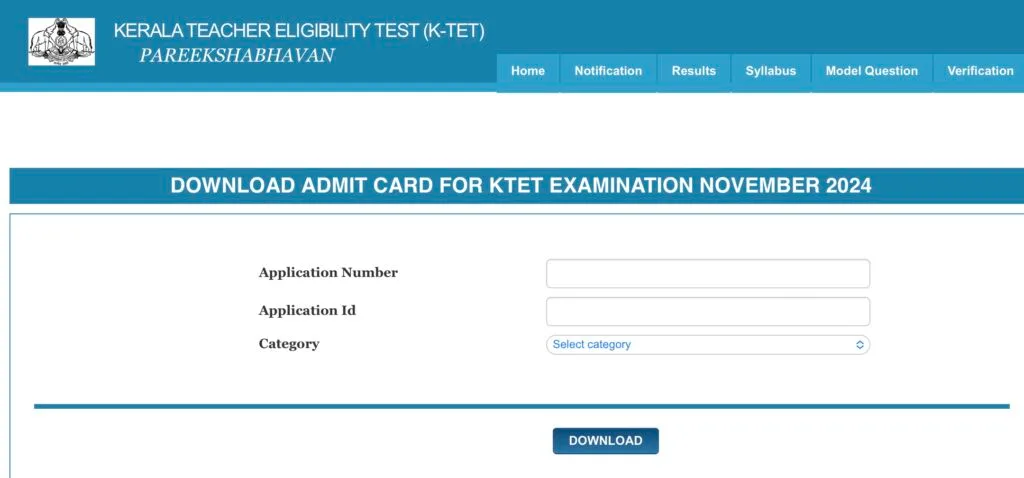 Kerala TET Admit Card