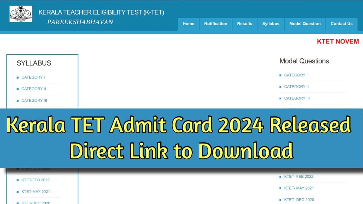 Kerala TET Admit Card