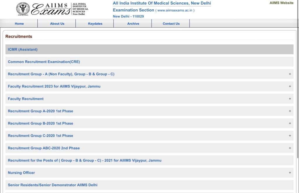 AIIMS Group B And C Recruitment 2025 Notification